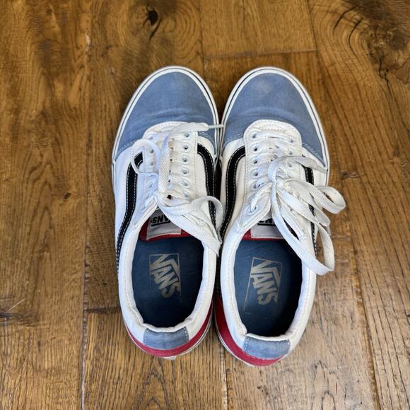 VANS Ward Shoes Men's 6.5 Womens 8 White Blue Red Old Skool Skate Sneakers - Picture 6 of 6